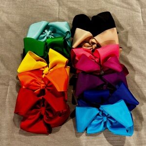 Lot of 12 Large Colorful Hair Bows